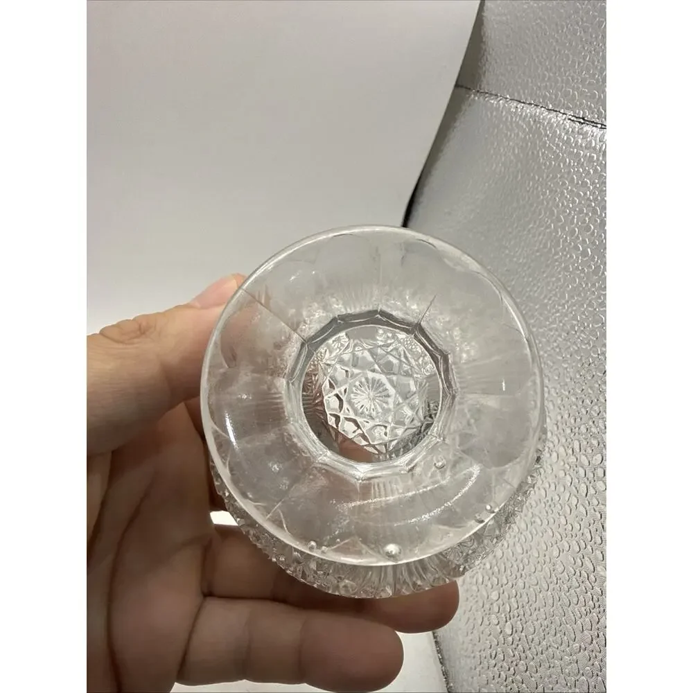 Vintage Set of 4 Footed Glass Dessert Berry Bowls Starburst Fan Pattern 4” *